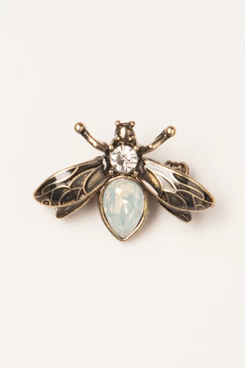 Lovely Kristallen insectenbroche in goud