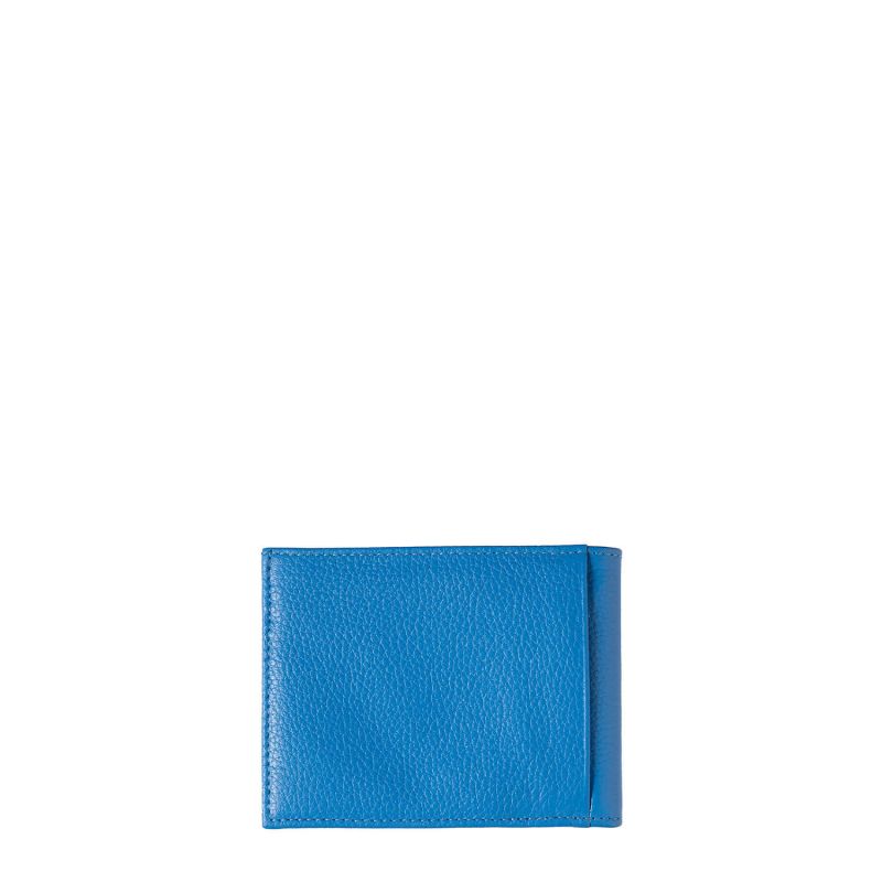 Portefeuille Italien Arthur 2.0 en cuir grainé Ciel Bleu