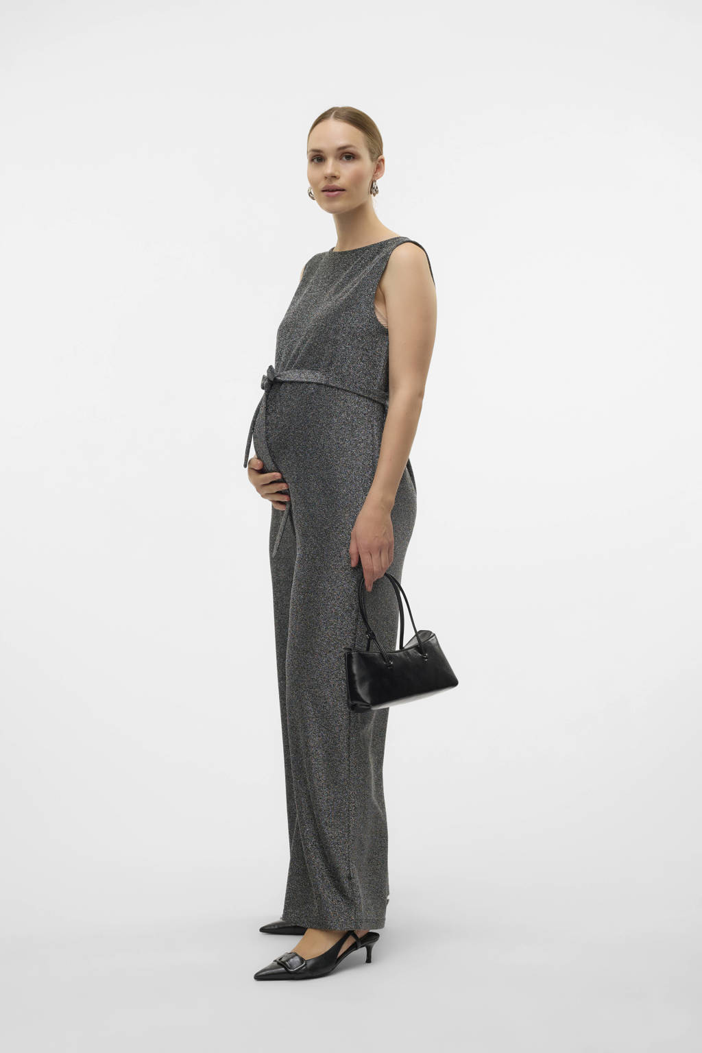 MAMALICIOUS zwangerschapsjumpsuit met glitters MLGLAM grijs