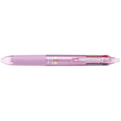 Frixion Ball 4 Couleurs - Roller encre gel effaçable - corps rose - pointe fine