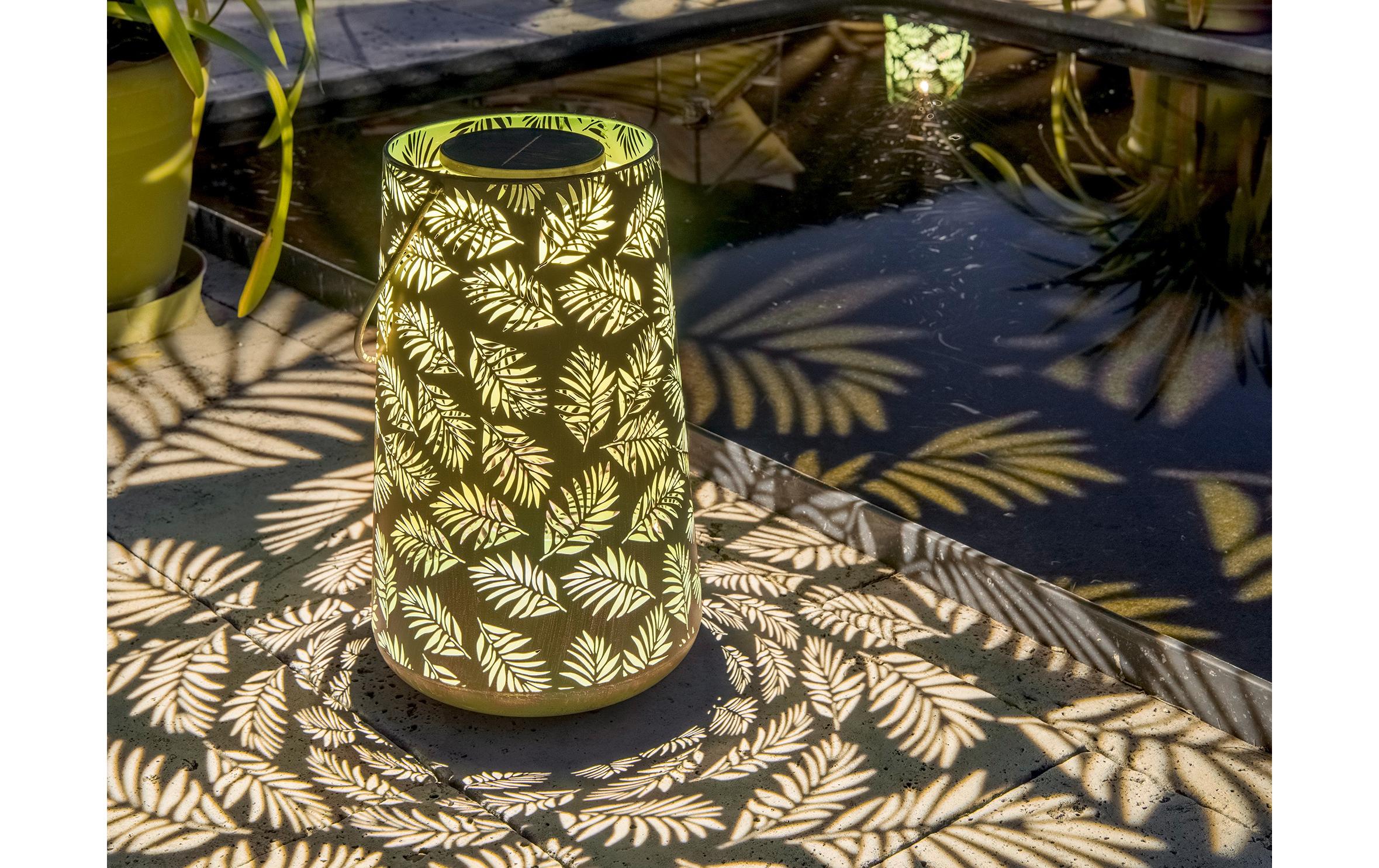 Laterne Solar Antic Bamboo, Ø 28 x 46 cm, GrünSolarleuchte zum Aufstellen oder Aufhängen