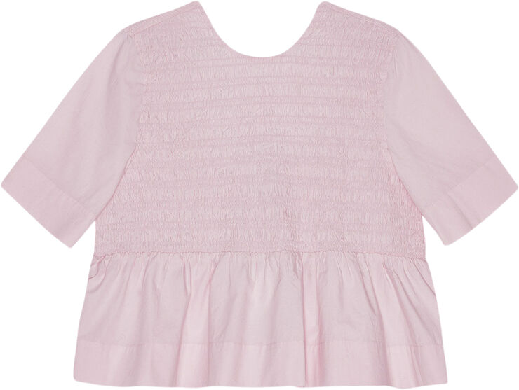 Ganni Cotton Poplin Open Back Smock Blous Chalk pink