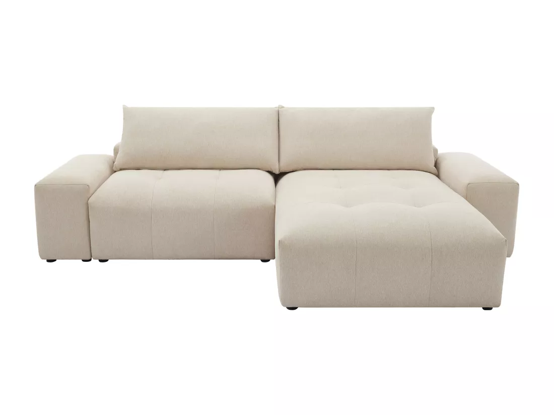Canapé d'angle réversible en tissu chiné beige RACONI