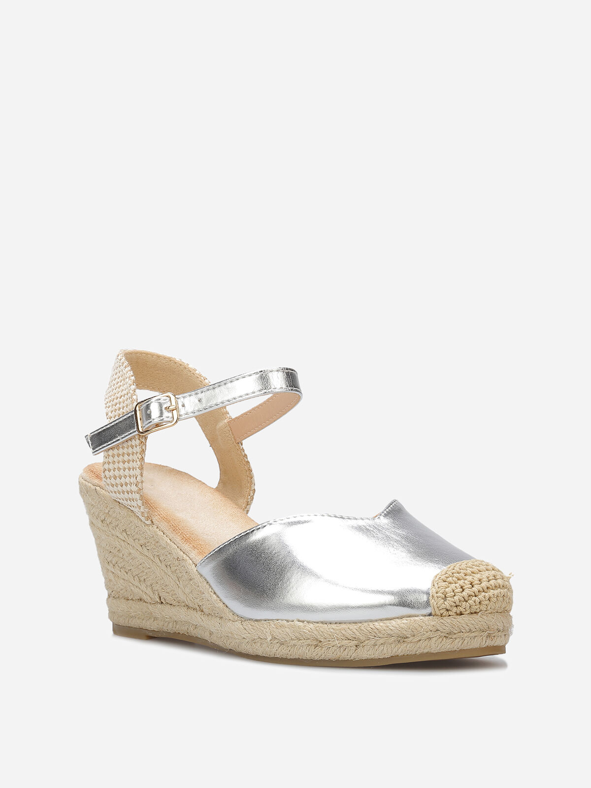 Espadrilles compensées en simili- Argenté