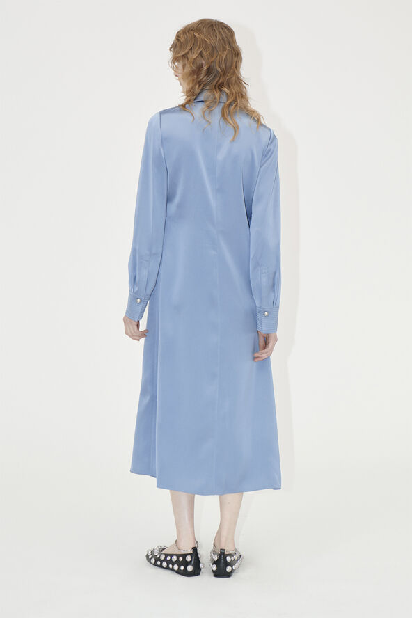 Stine Goya Collared Midi Dress, 2261 Satin Infinity blue
