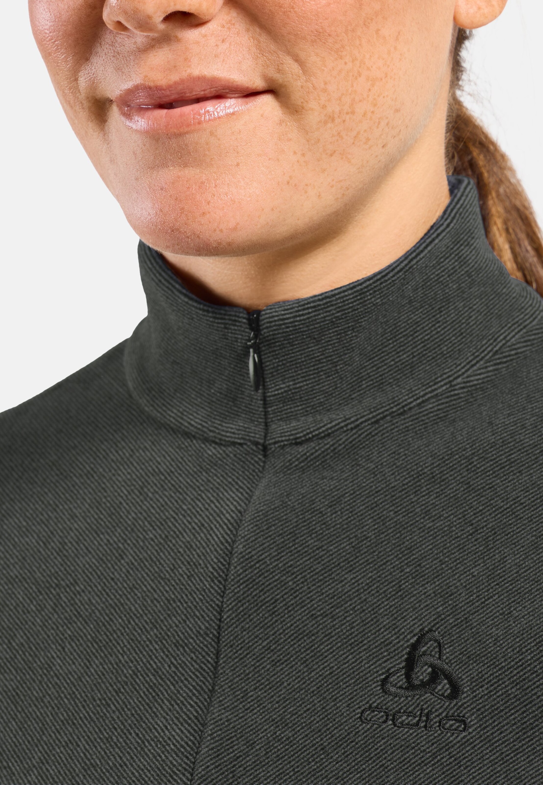 Damen Roy Mid Layer mit Halbreissverschluss in shale grey - black stripes