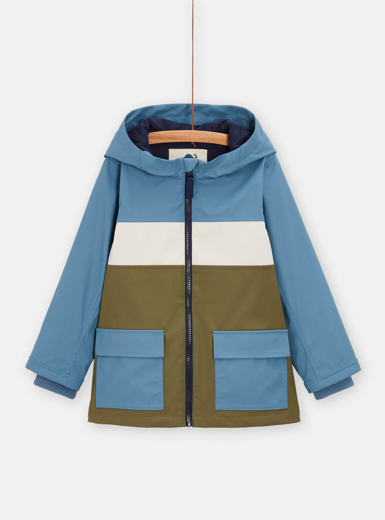 Veste imperméable à capuche colorblock pour garçon