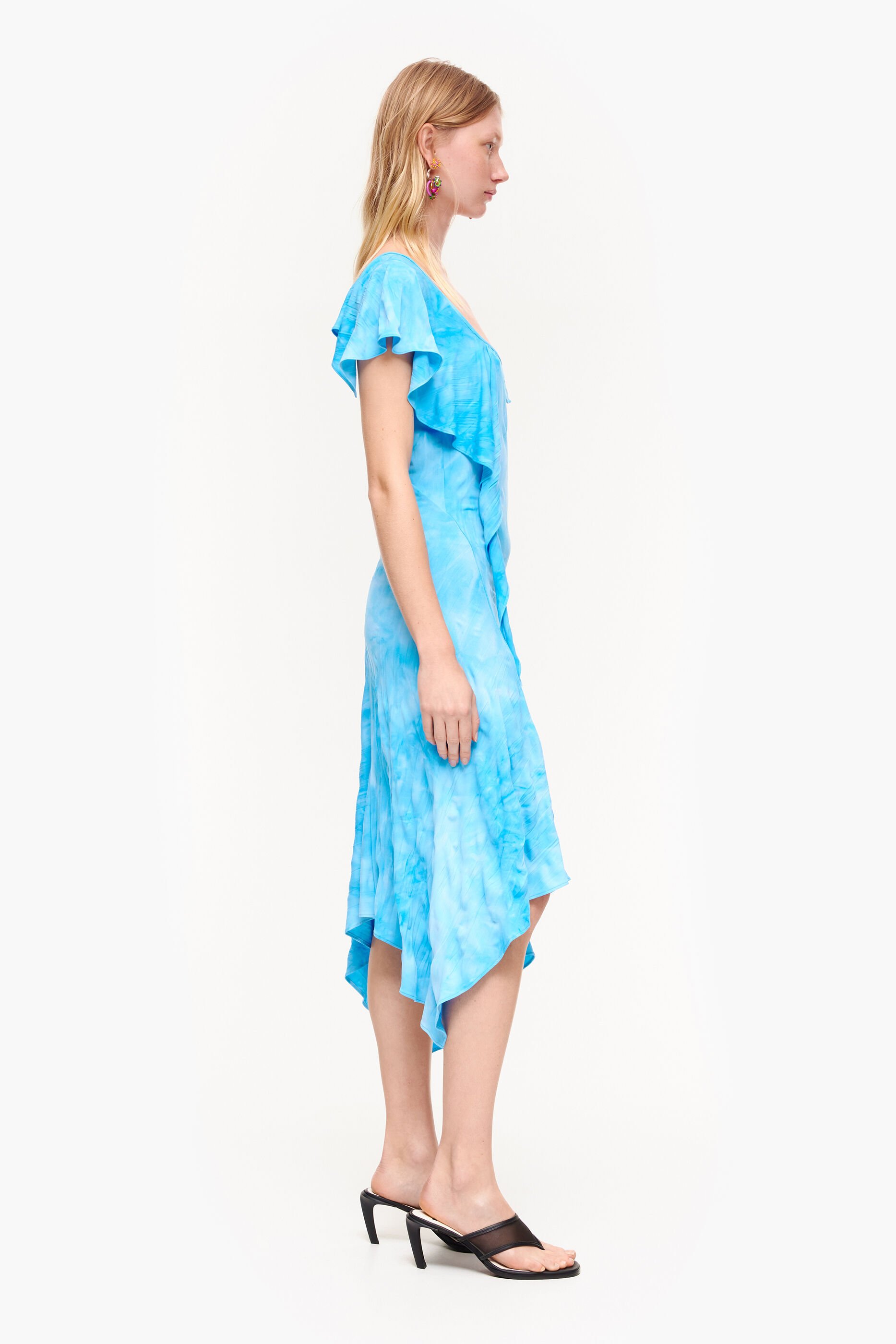 Vestido midi azul fluido