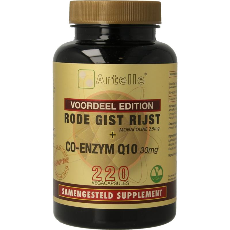 Artelle Rode Gist Rijst 100mg Q10 30mg (220 vega capsules)
