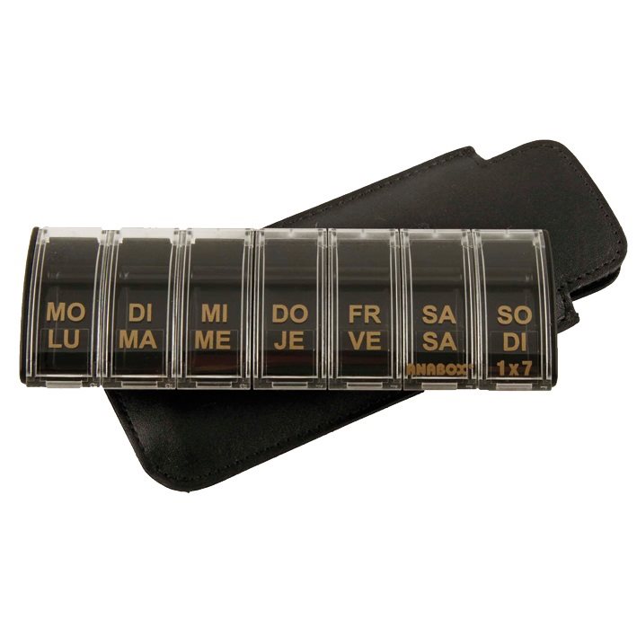 Anabox Medidispenser 7 Tage Lederetui schwarz 1 Stk