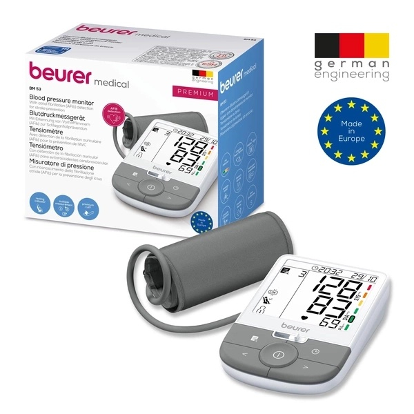 BM 53 Blutdruckmessgerät für den Oberarm mit LCD Anzeige   Arrhythmieerkennung (65459) - Weiss