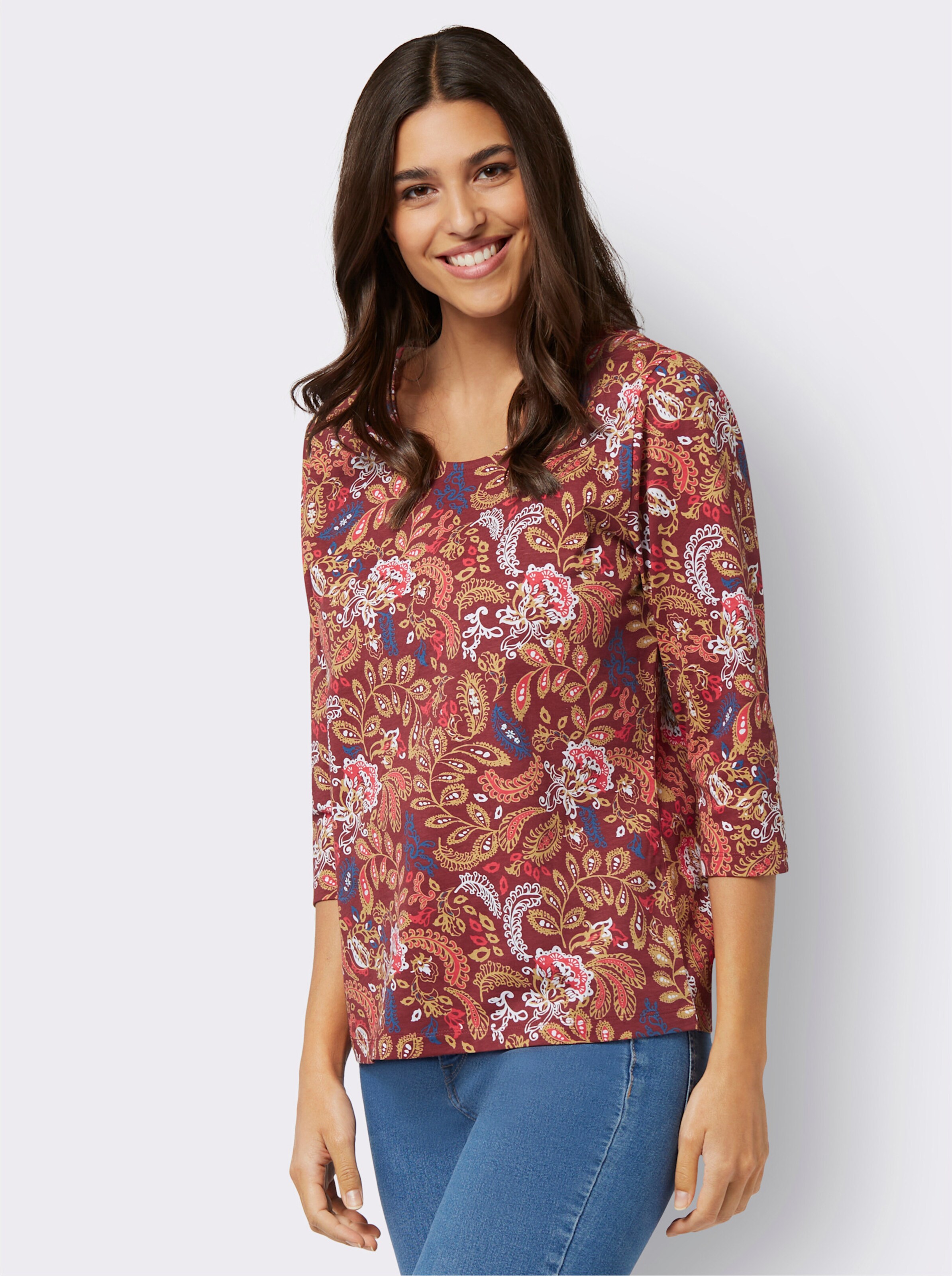 Rundhalsshirt mit Paisley-Muster