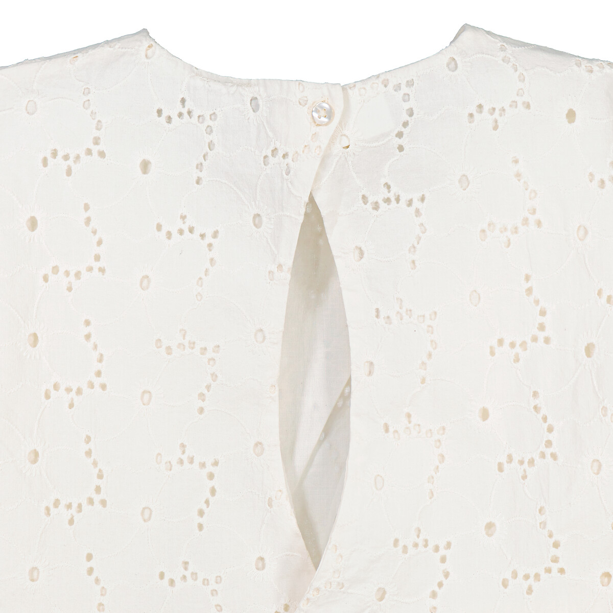 COLEÇÃO LA REDOUTE<br>Blusa em renda inglesa com mangas curtas