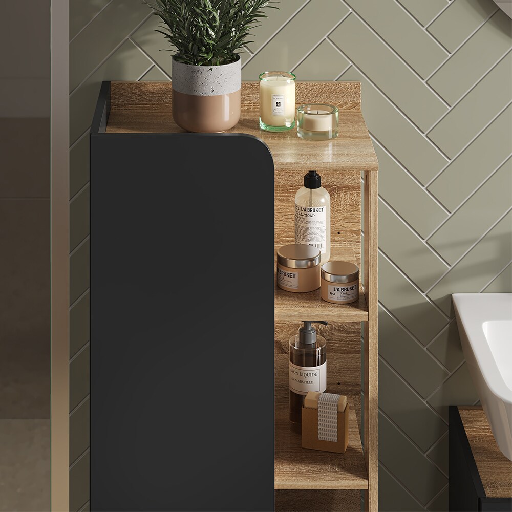 Vicco Midischrank Karen Sonoma Anthrazit 50 x 128 cm Tür offene Fächer