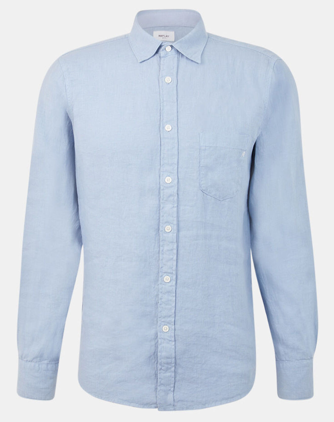 Replay Chemise 100% Lin Regular Fit bleu clair