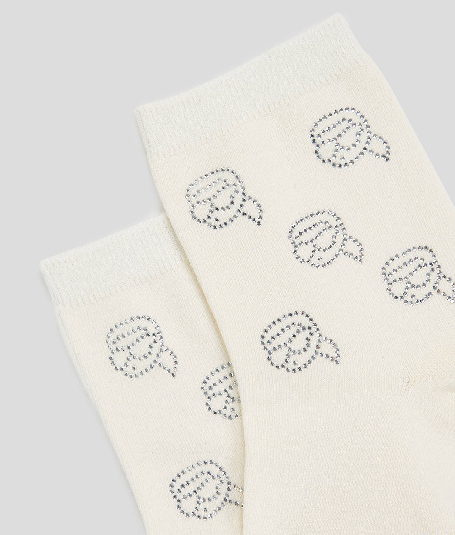 CHAUSSETTES À STRASS IKON – LOT DE 2 - Noir/Crème