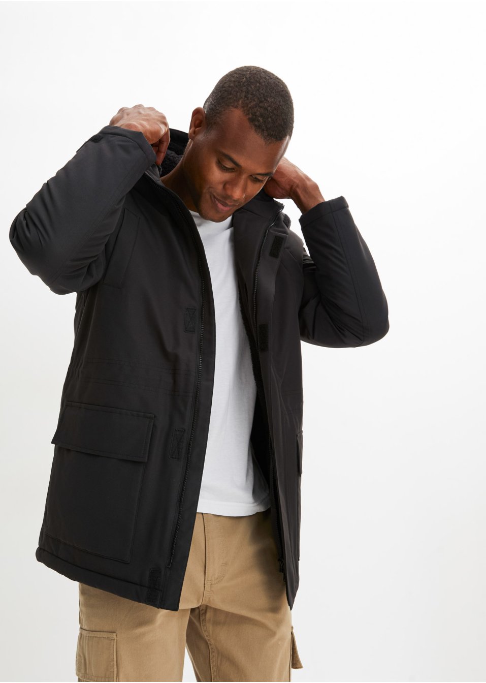 Hybride thermoparka met teddy voering