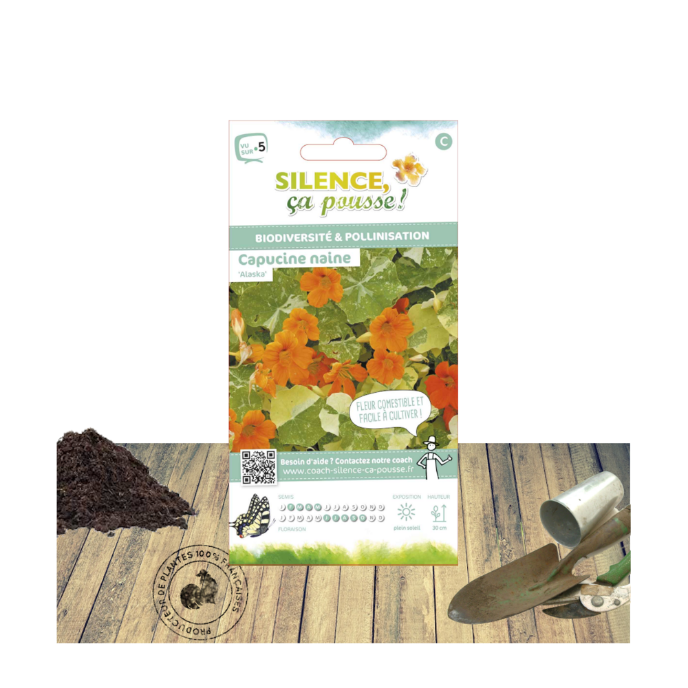 Graines de capucine naine alaska/tropaeolum majus alaska[-]sachet de 4 gr.
