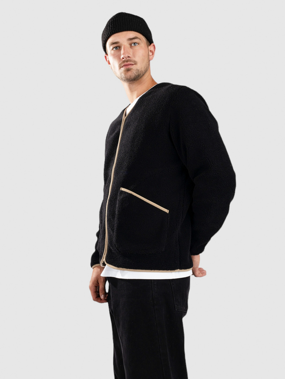 Anerkjendt Akanders Pile Zip Hoodie caviar