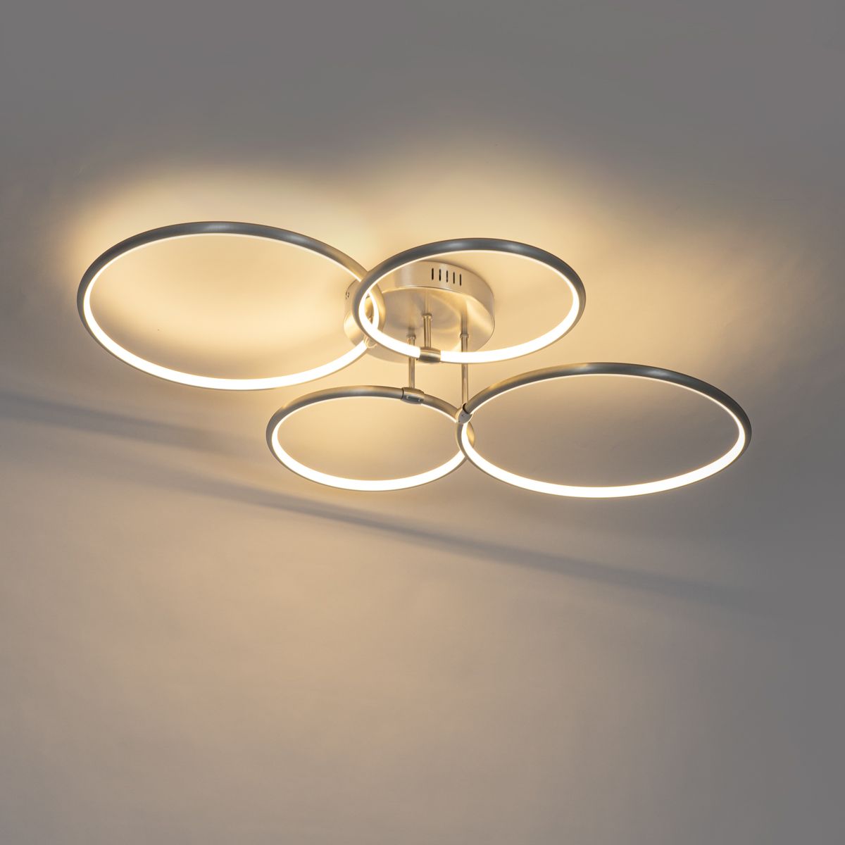 Design plafondlamp staal incl. LED 3-staps dimbaar 4-lichts - Joaniqa