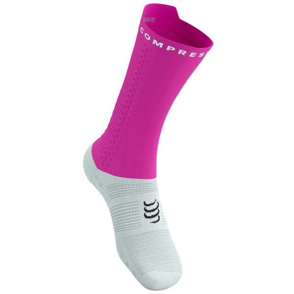 Chaussette vélo COMPRESSPORT PRO RACING SOCKS V4.0 BIKE WHITE/NEO PINK