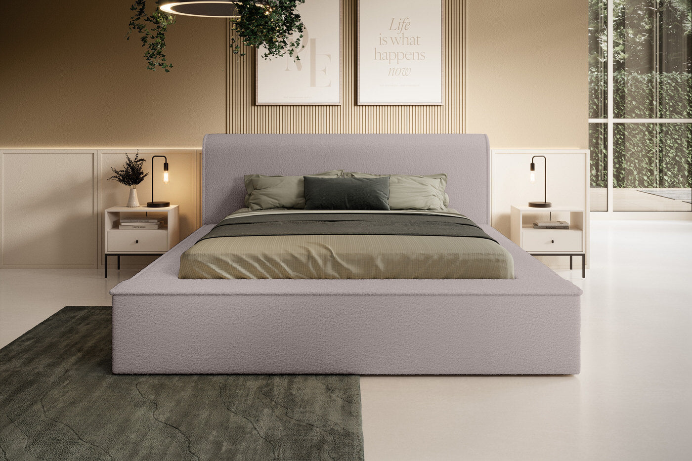 Trae Mobler Fatima 140 x 200 cm Gestoffeerd Bed Taupe