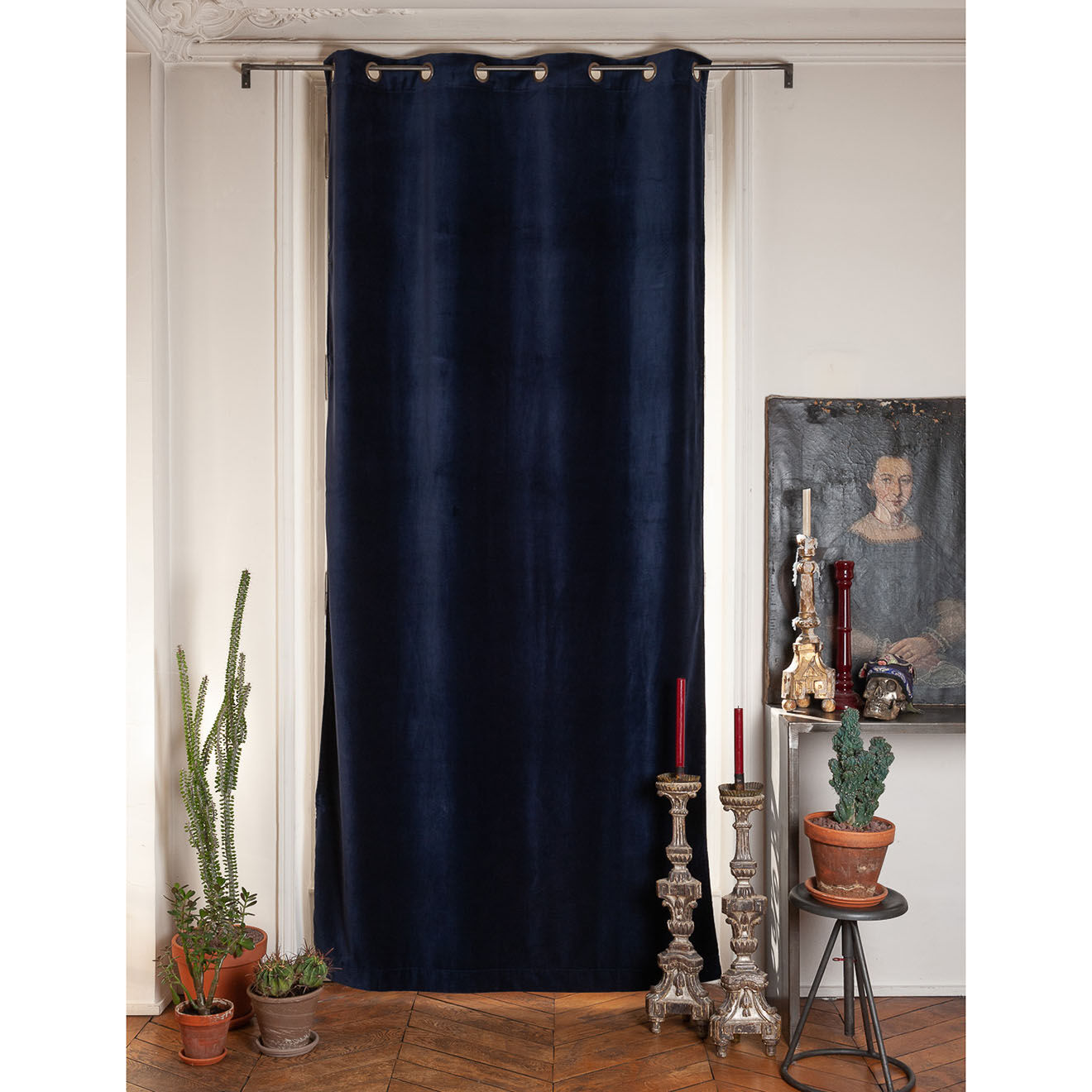 En Fil d'Indienne Rideau Lyric marine - 135x250 cm