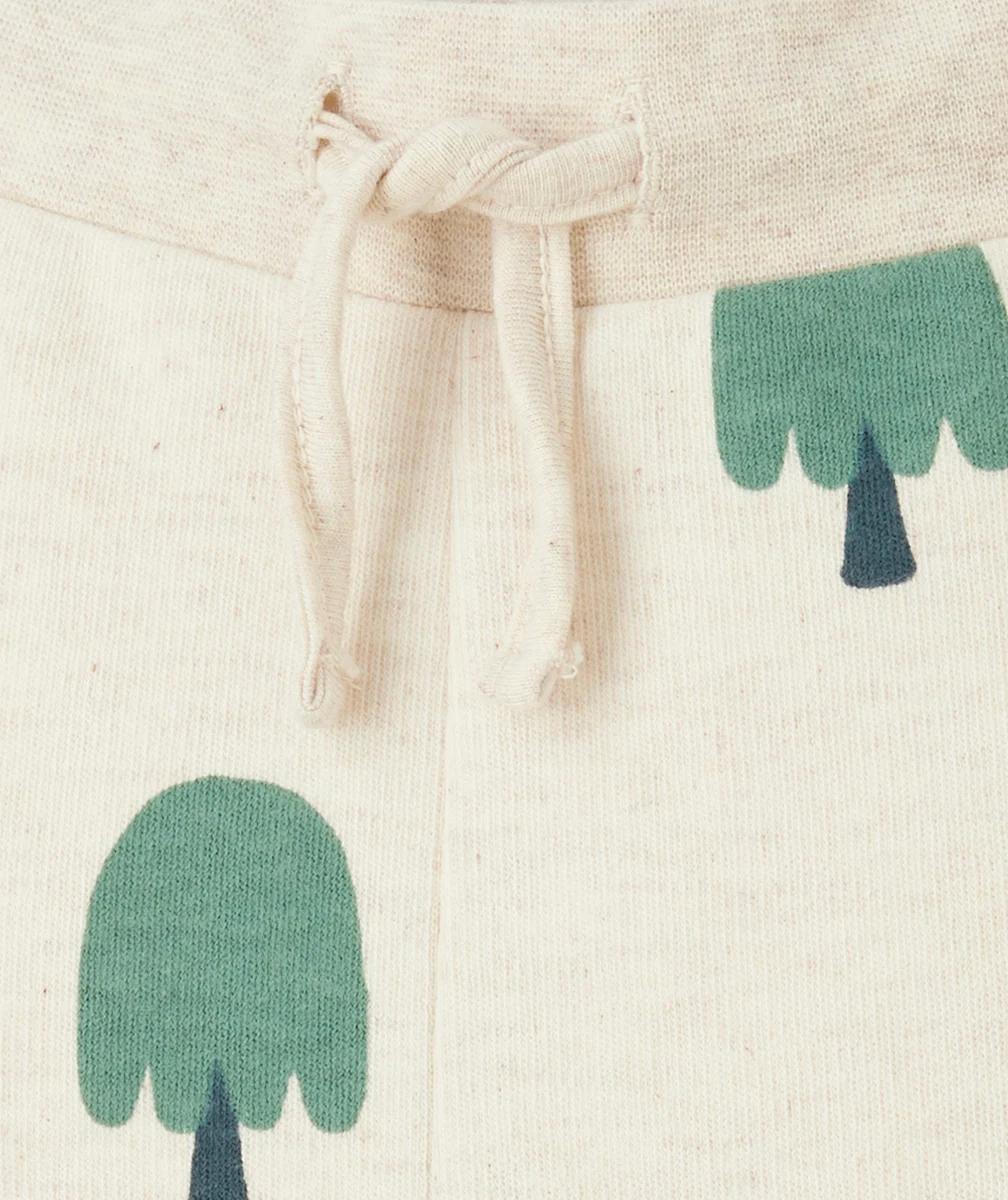 PANTALON DE JOGGING BÉBÉ GARÇON ÉCRU CHINÉ AVEC IMPRIMÉ ARBRE