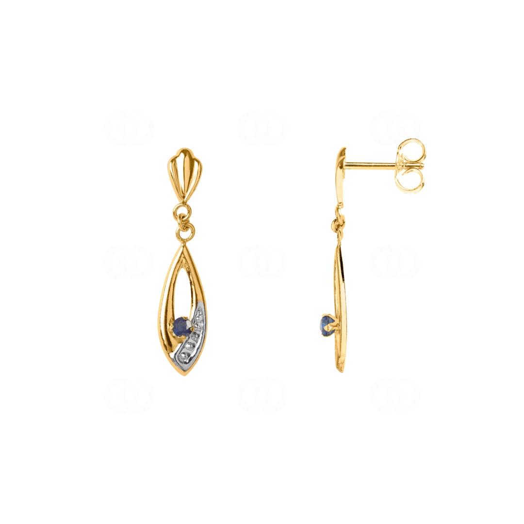 Ohrhänger 750/18 K Gelbgold mit Saphir
