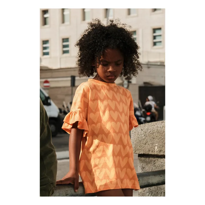 Hundred Pieces Robe Courte à Volant en Coton Bio | Orange