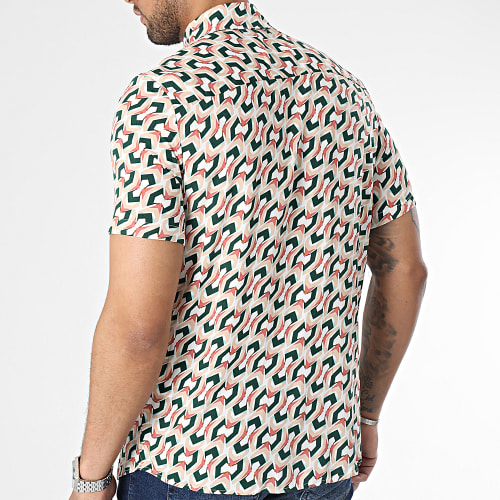 Chemise Manches Courtes Beige Vert