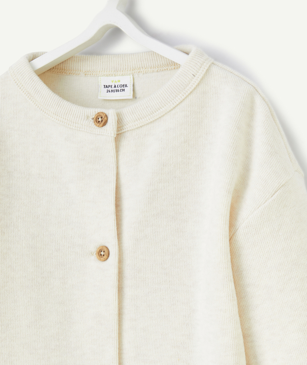 CARDIGAN BÉBÉ GARÇON EN FIBRES RECYCLÉES ÉCRU CHINÉ
