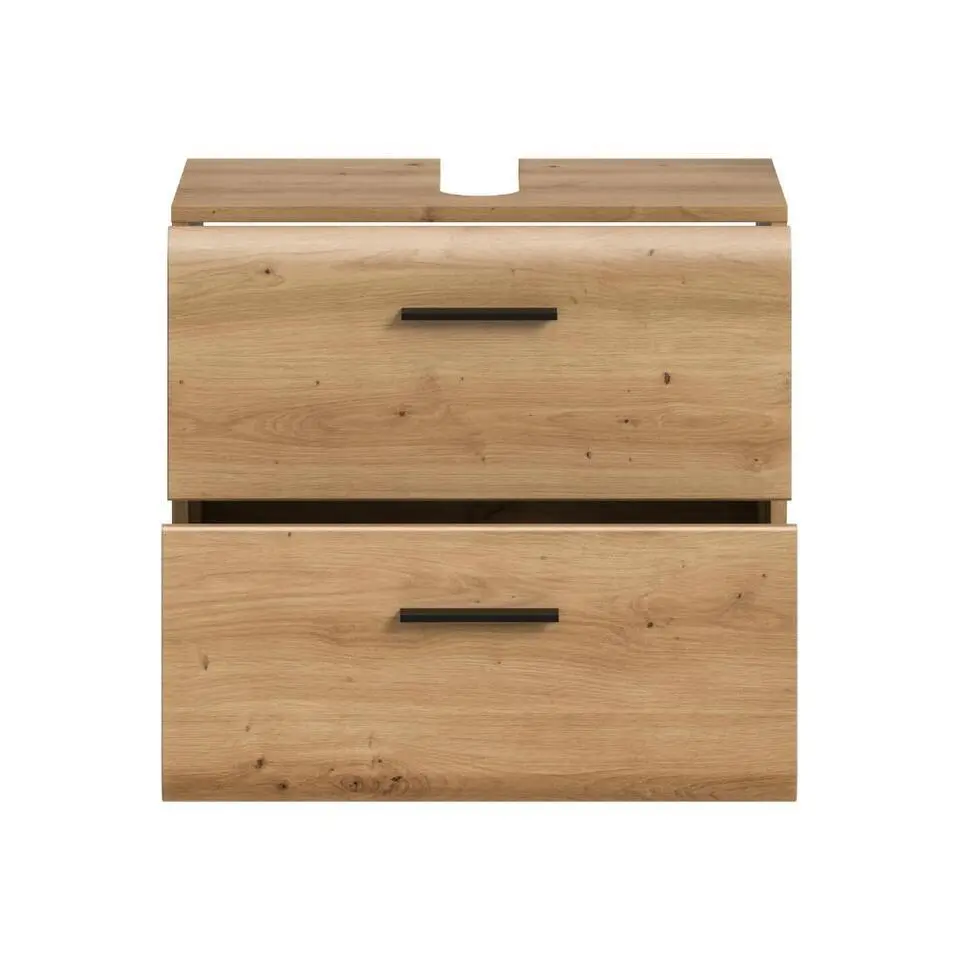 Hioshop Ice wastafel 2 lades eiken decor