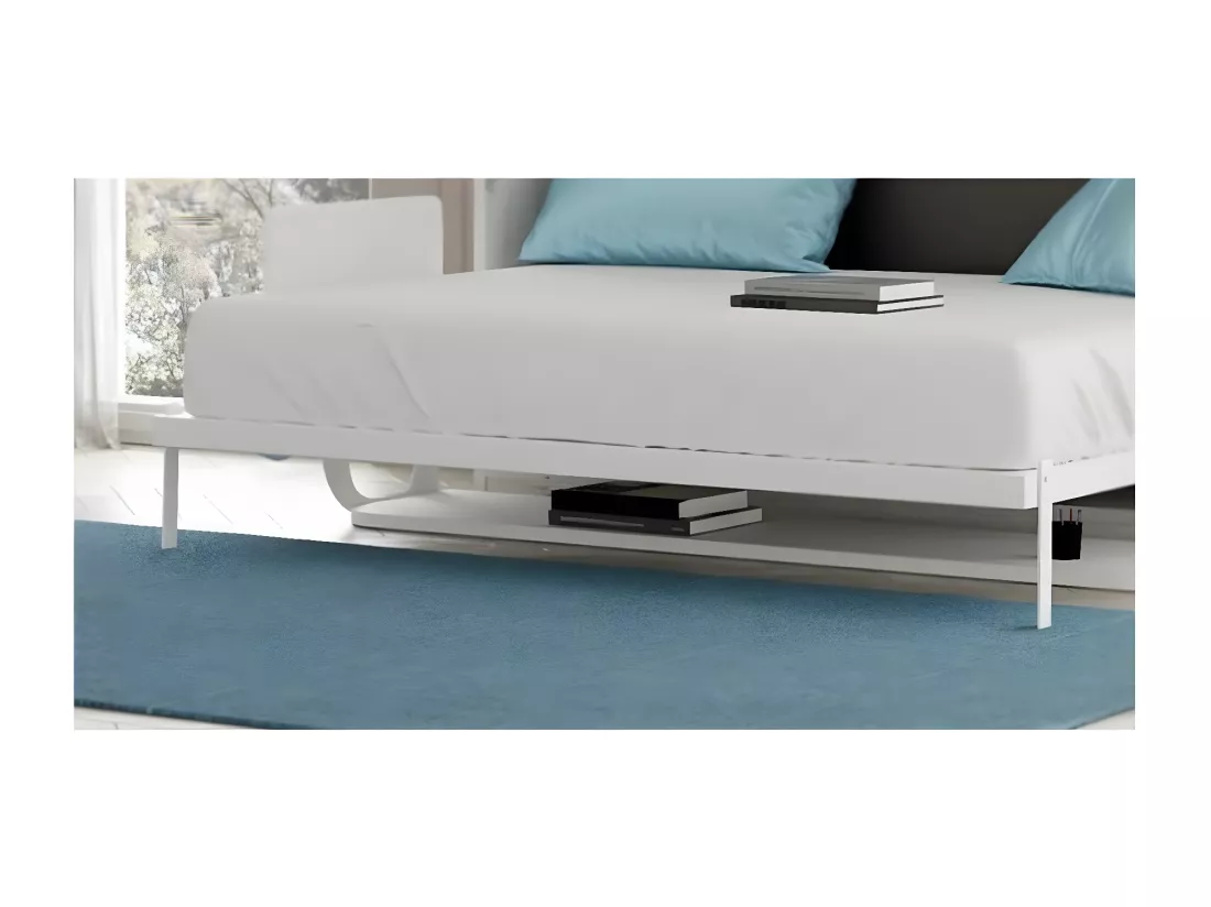 Lit escamotable verticale 140x190 avec bureau Studante-Façade Noyer