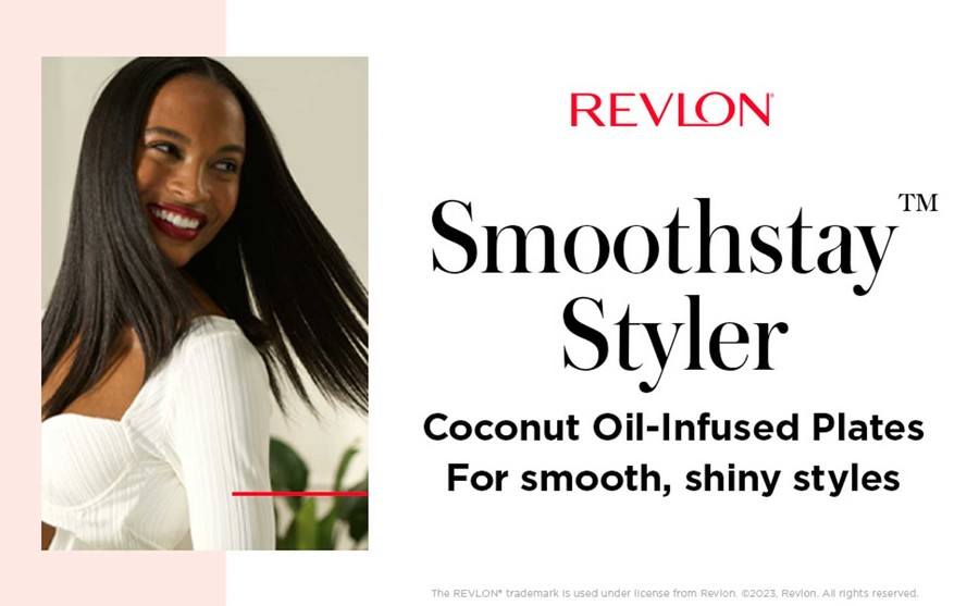 Revlon Tools Smoothstay™ 25mm Coconut-Oil Infused Straightener + Travel Pouch