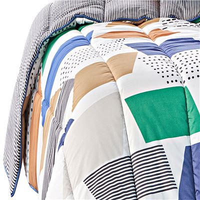 Couette DÉCO DOUBLE FACE motif graphique - Becquet création - légère ou chaude