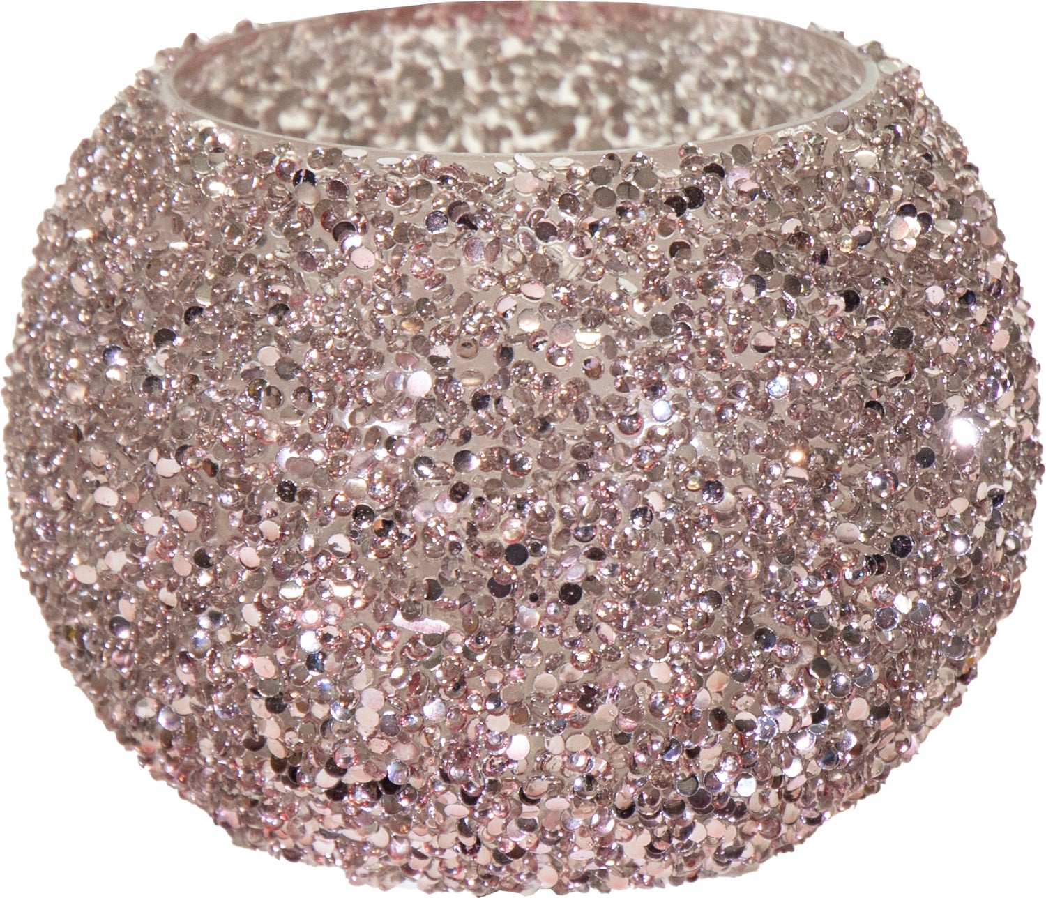 Strass waxinelichthouder Louise roze D 13 H 10 cm