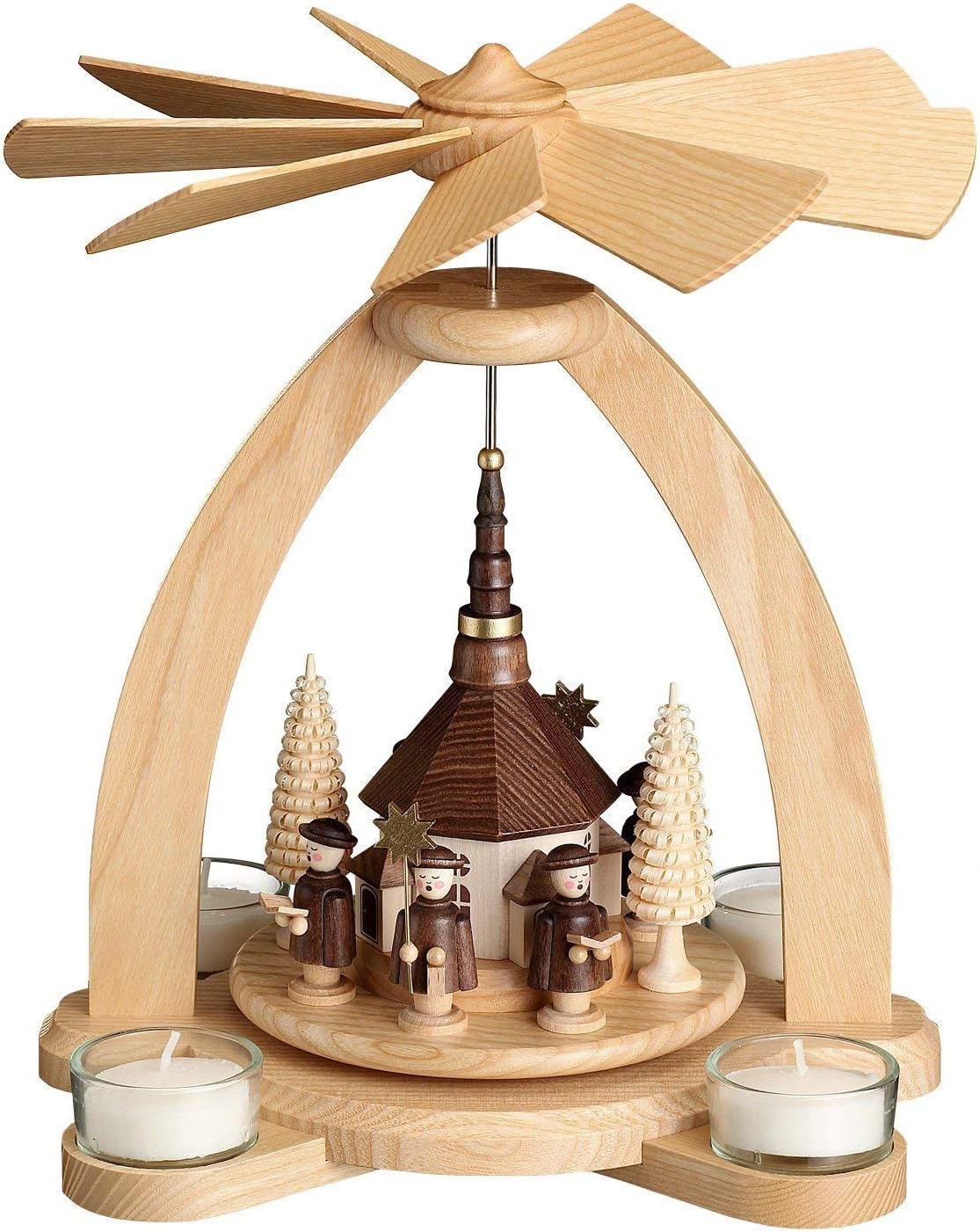 Tischpyramide - Teelichtpyramide mit Seiffener Kirche - Echt Erzgebirge® 1810