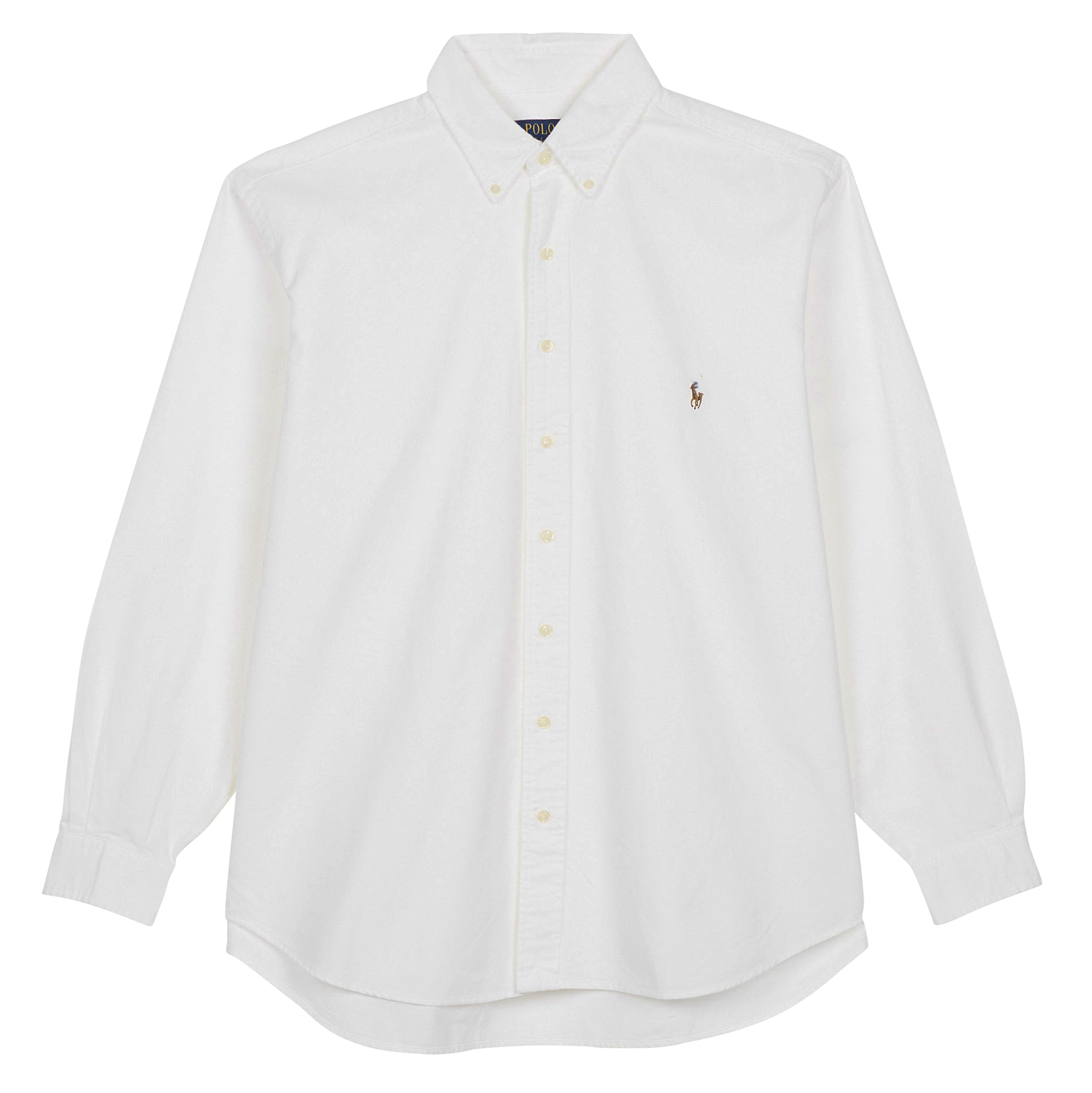 Chemise col américain regular-fit brodée en coton| Blanc