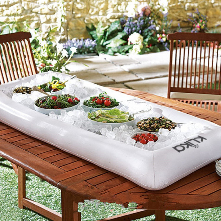 (135x70cm) Aufblasbare Pool Buffet Servier Bar Eis Tablett - Weiss