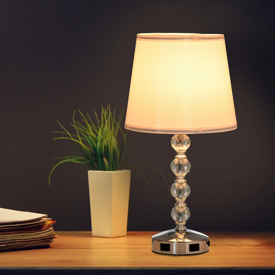 HOMCOM Tischlampe mit Kristalloptik bunt