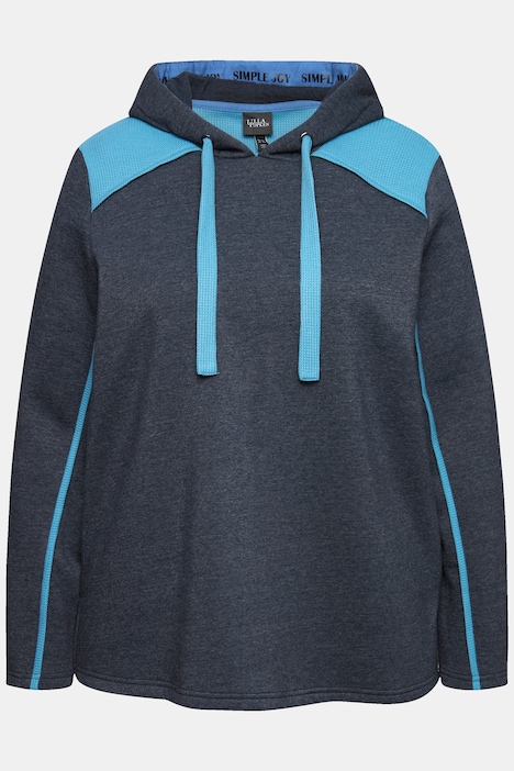 Hoodie, Waffelpikee, A-Linie, Kapuze, Langarm