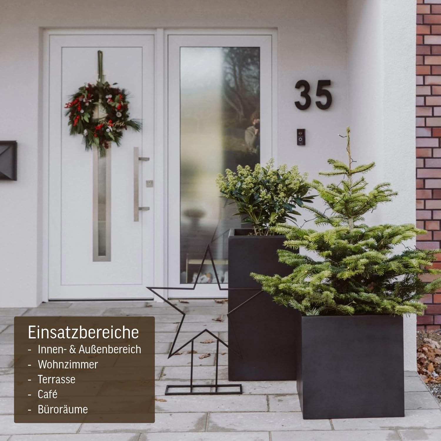 VIVANNO Pflanzkübel Fiberglas Block Frostsicher - 50x50x50 cm - Anthrazit Matt - Blumenkübel Quadratisch für Draußen und Drinnen