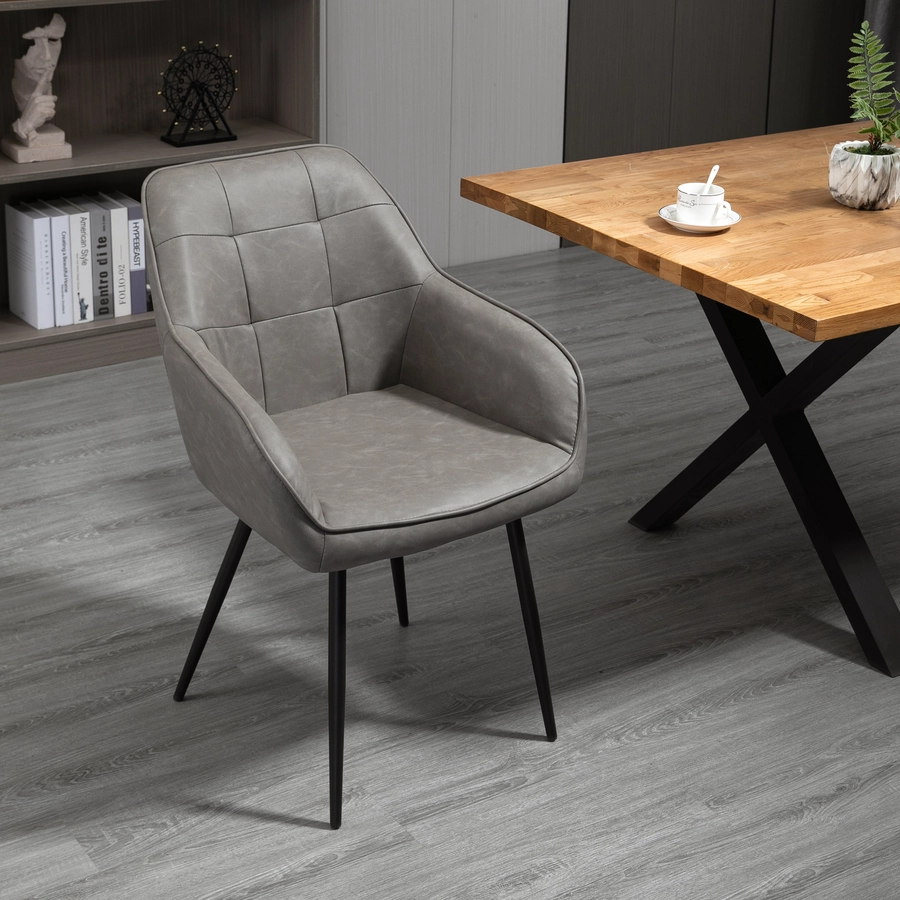 HOMCOM Stuhl Wannenförmiges Design, Robuste Metallbeine Grau