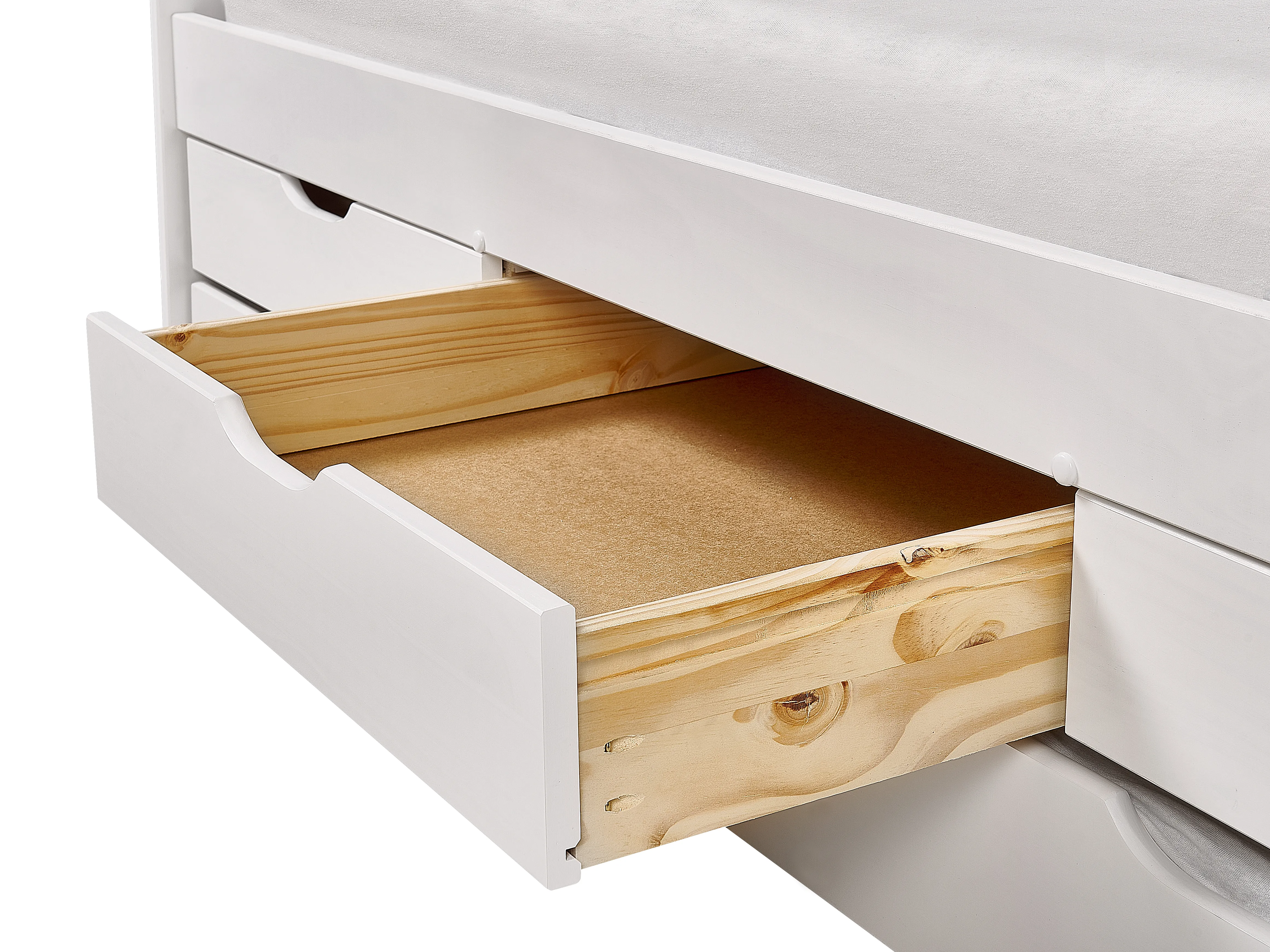 Onderschuifbed Dennenhout PETIVILLE 90 x 200 cm Wit