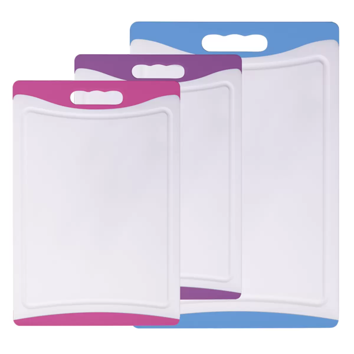 Schneidebrett 3er Set BASIC Kitchen rosa,violett,blau,weiss