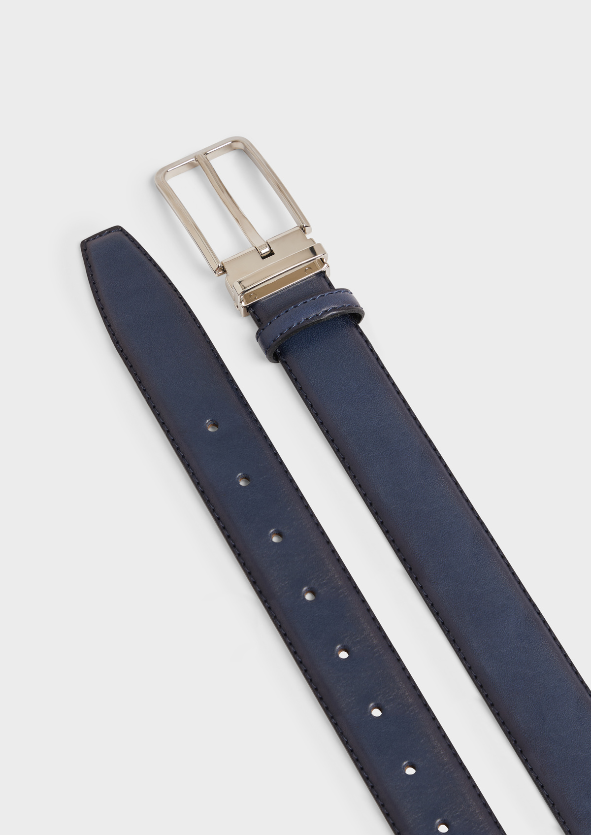 Ceinture ajustable en cuir lisse bleu marine