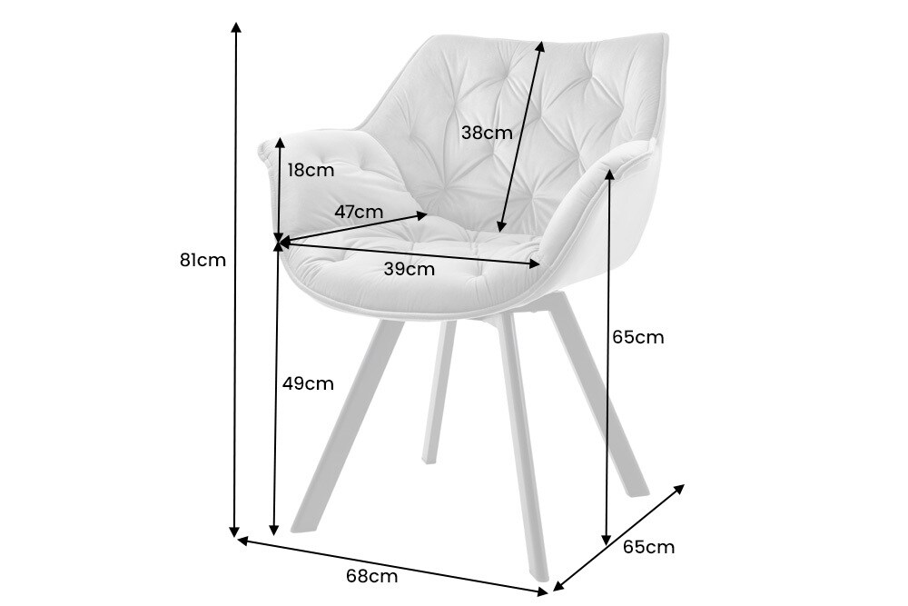 riess-ambiente Stuhl THE DUTCH COMFORT - drehbar grau Samt mit Armlehnen Modern Design Metallbeine