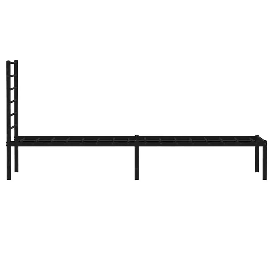 vidaXL - Eenspersoonsbed met hoofdbord - Zwart - Metaal - 80x200 cm