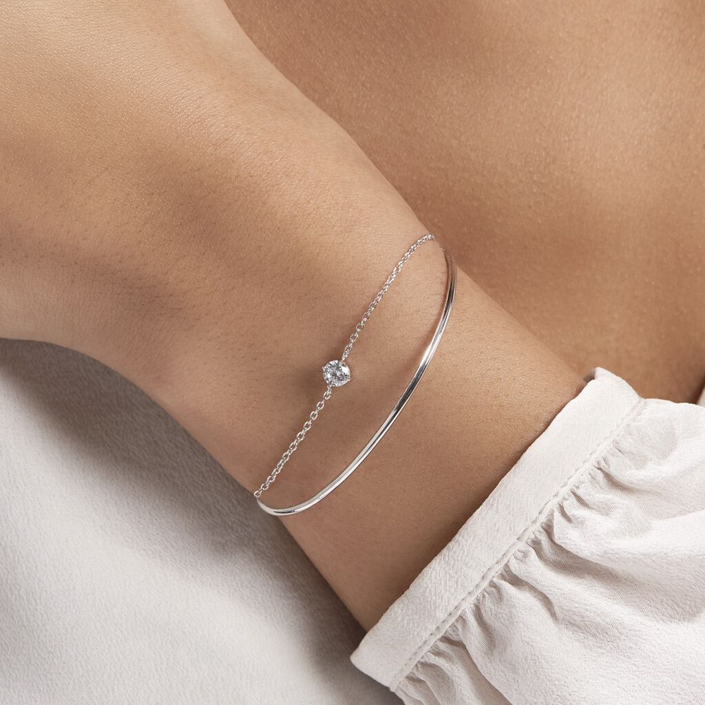 Bracelet Jonc Ruth Argent Blanc Oxyde De Zirconium